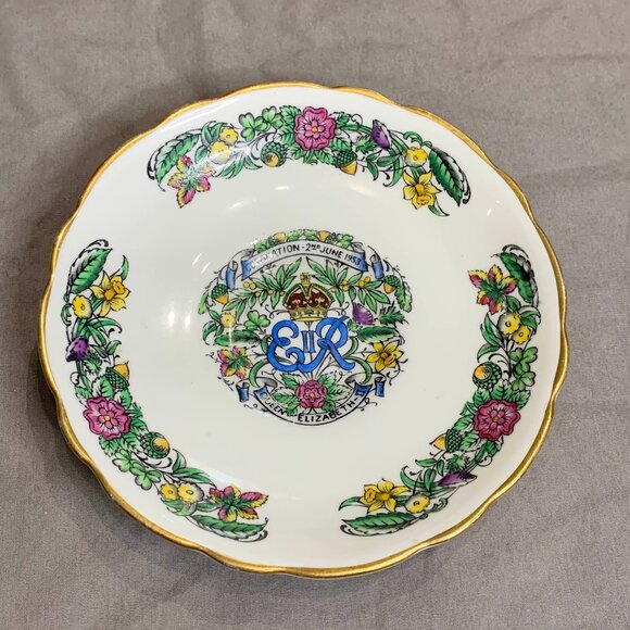 VTG 50s Hammersley Queen Elizabeth II 1953 Coronation Teacup & Saucer Bone China - Picture 3 of 13